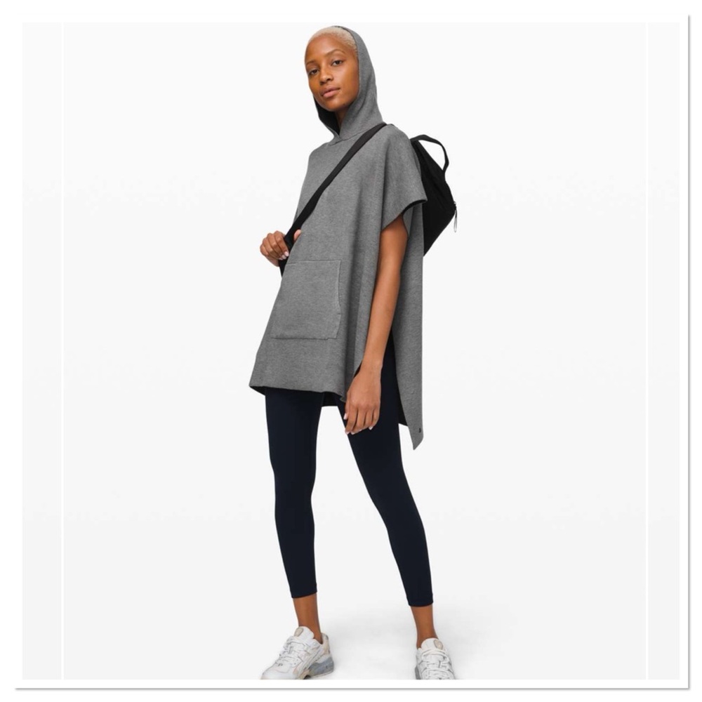 Lululemon All In A Day Hooded Cashmere Blend Poncho Gray One Size